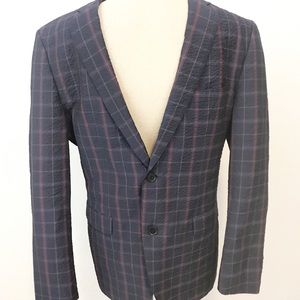 Hugo Boss Crepe plaid Virgin Wool stretch blazer